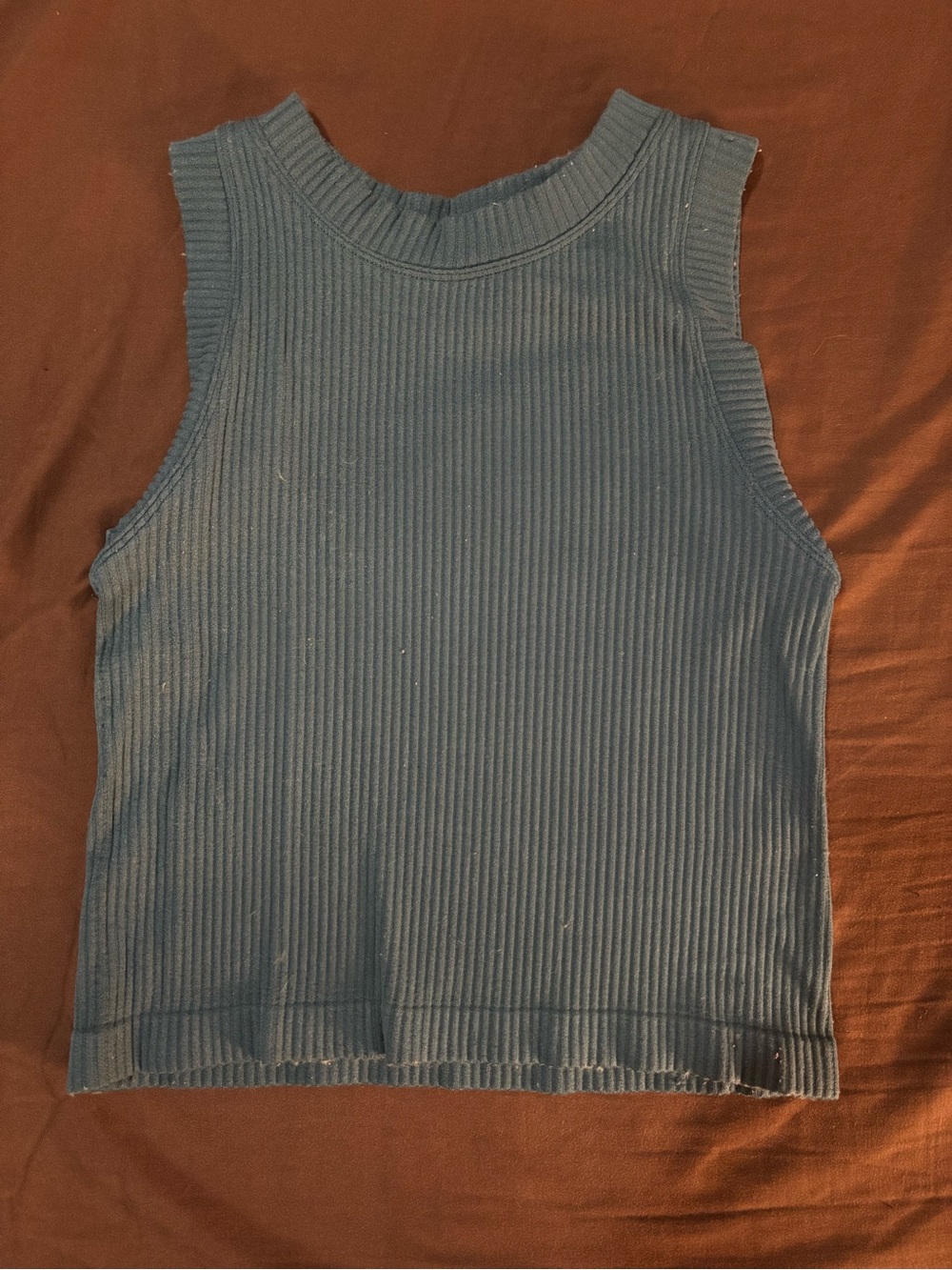 Ribbed Sleeveless Knit Tank Top - Blue